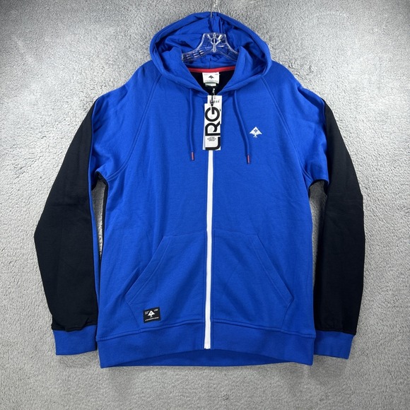 LRG Lifted Research Group Hoodie Mens Large Black Blue Full Zip Sweatshirt NEW - Picture 1 of 8